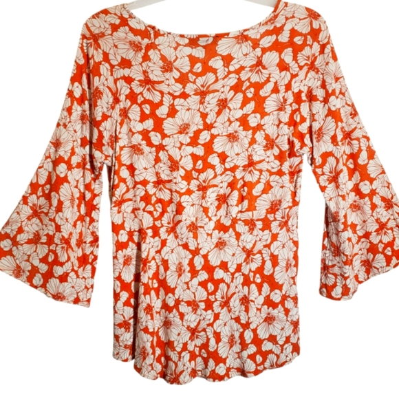 Rachel Zoe women's XL floral print long bell sleeves pullover top. 6084 - Picture 4 of 4